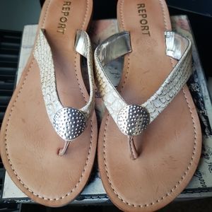 REPORT Sandals Snake Skin Gold 7.5